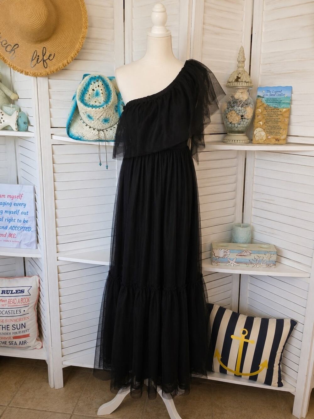 Flying Tomato Black Lace One Shoulder‎ Dress - Large - Party